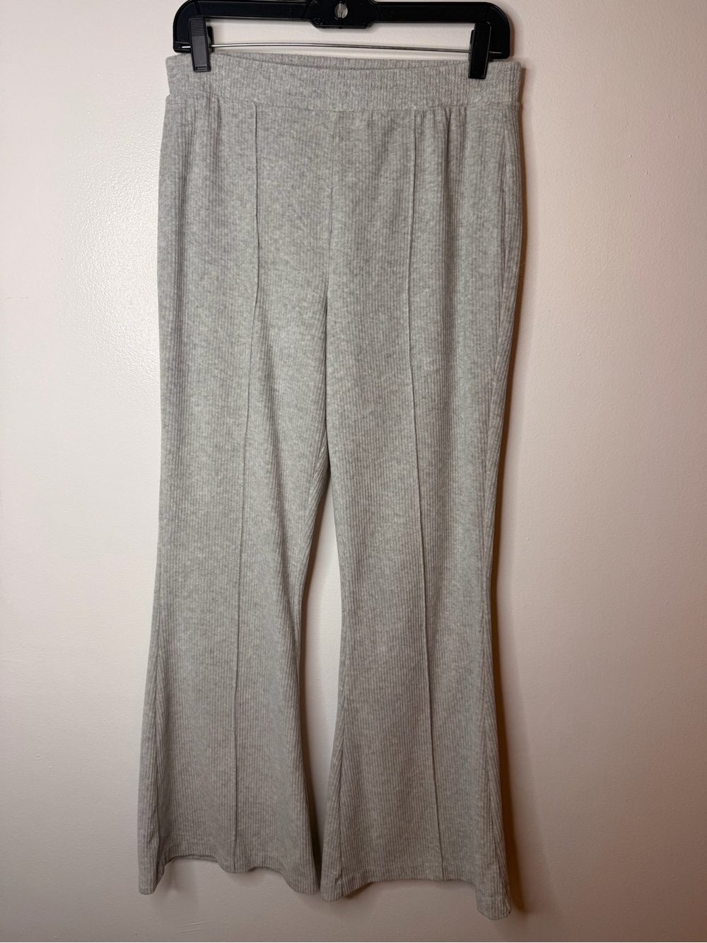 aerie Gray Ribbed Wide-Leg Lounge Pants